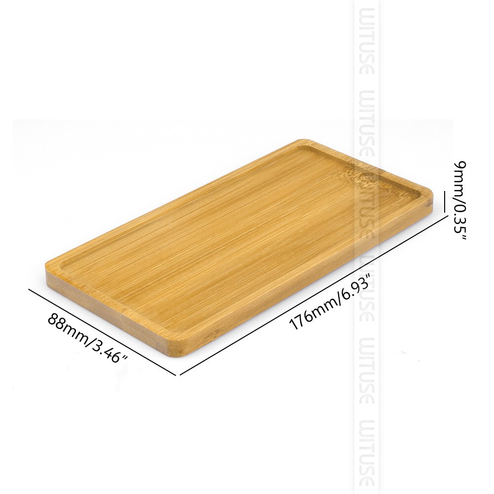 2pc Bamboo Home Mini World Garden Decoration Pot Trays Miniature Figurines Flowerpot Plate DIY Accessories Ornaments: Deep rectangularx 2