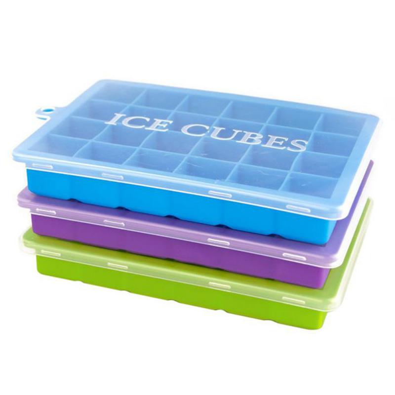 24 Grids Silicone Ice Cube With Lid Eco-Friendly Cavity Tray Ice Cubes Kitchen Small Fruits Mold Ice Maker For Ice Cube Making