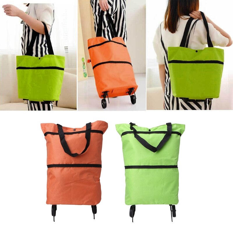 Foldable Shopping Trolley Cart Foldable Reusable Eco Large Waterproof Bag Luggage Wheels Basket bags