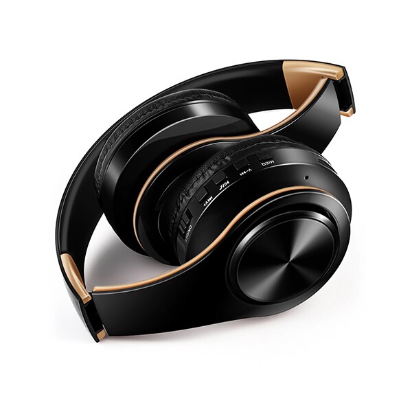 Best headphones Wireless earphones with microphone Digital Stereo Bluetooth Headset Card MP3 player FM Radio Music for all: Black Gold