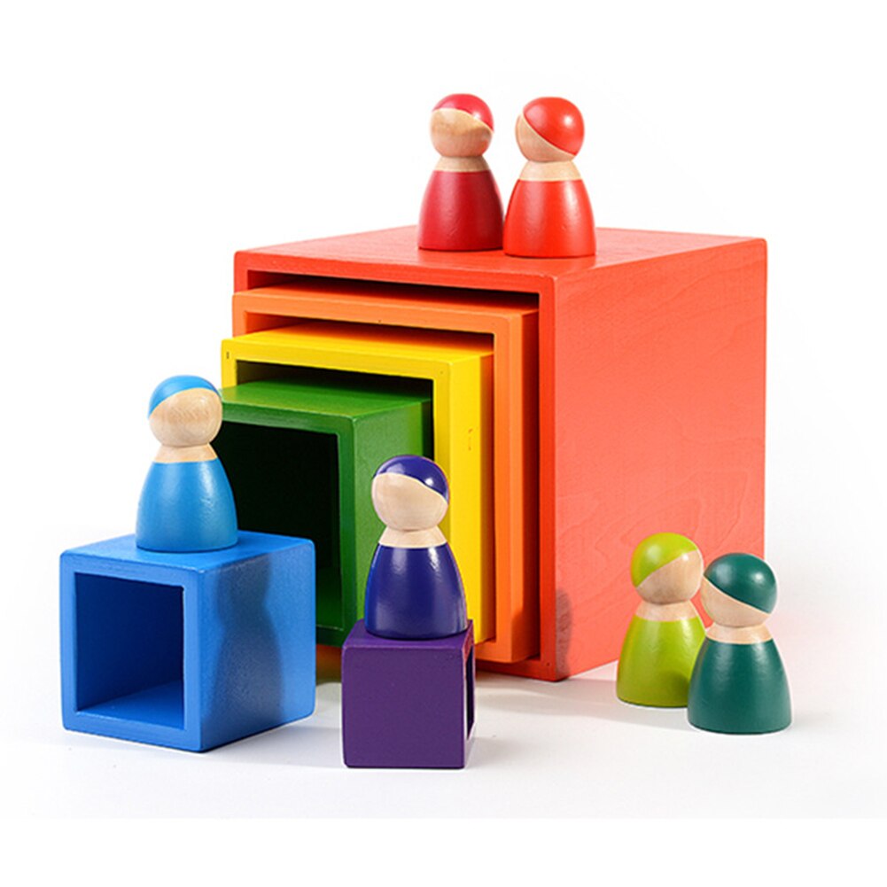 12pz Delle Ragazze Dei Ragazzi Regalo di Figura della Bambola la Coordinazione Occhio Mano Giocattoli Educativi per Bambini Bambini Scuola Materna presto apprendimento Blocchi Di Legno