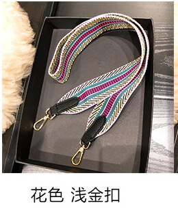 Gold Rainbow Bag Straps Handbag Belt Wide Shoulder Bag Strap Replacement Strap Accessory Bag Part Adjustable Belt For Bag 120cm: F-purple-gold