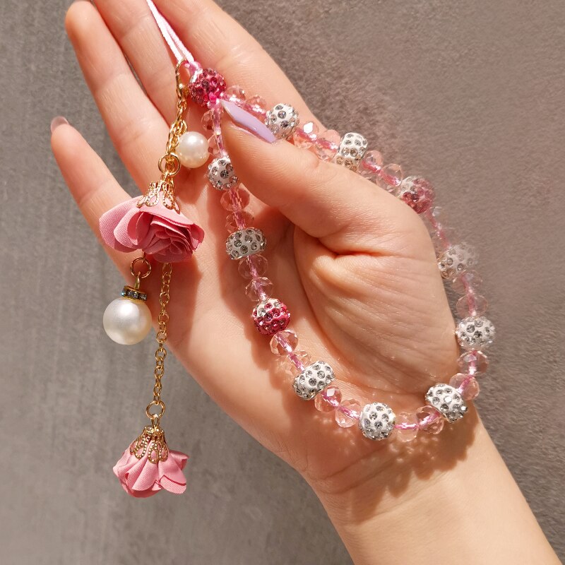 Correas para teléfono móvil adornos para el móvil accesorios para teléfono móvil colgante de flores de cordón antipérdida