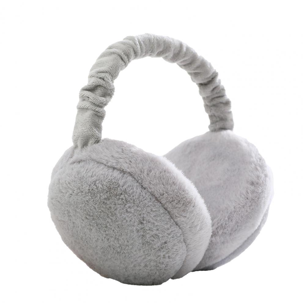 Unisex Ear Warmer Cute Plush Hamburger Shape Warm Keeping Earmuff Winter Women Faux Rabbit Fur Rotating Adjustable Ear Covers: Grey