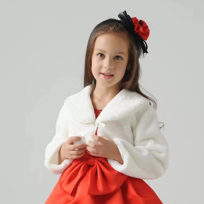 Elegante Ivoor Wedding Party Bloem Girla Bont Sjaal Meisjes Wrap Fairy Bolero Bruiloft Accessoire: M