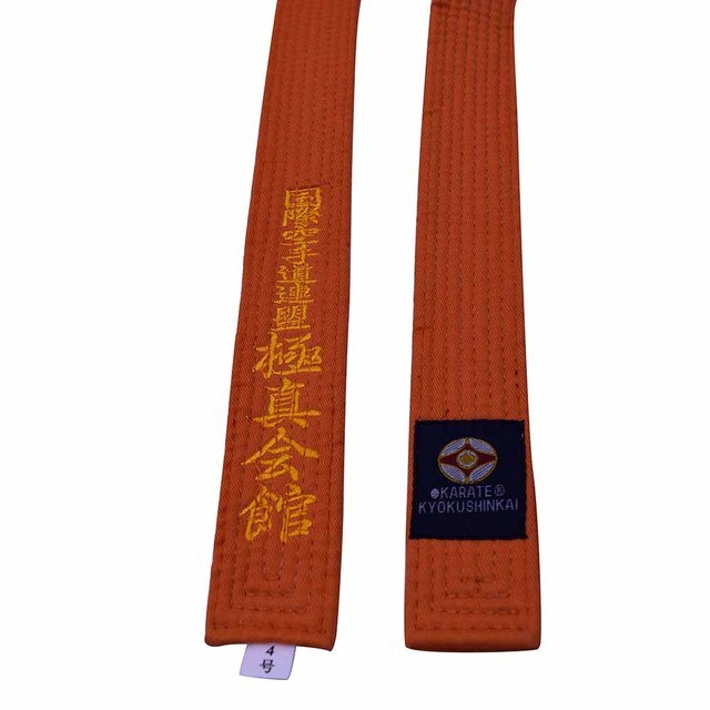 Professionele Kyokushin Kai Karate Riemen Iko Borduren Riemen Oranje Kleur Karate Riem 1 dan Brown Taekwondo Wkf Riemen: Orange / 280cm
