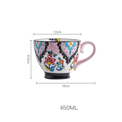 Bol à gruau, bol à céréales, bol à petit-déjeuner en relief, tasse à café en céramique peinte à la main, tasse à céréales populaire créative: C006