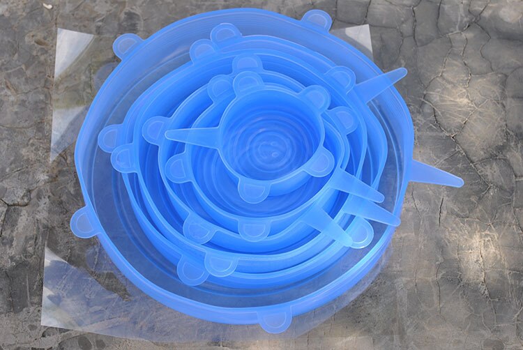 6PCS/Set Universal Silicone Lids Stretch Suction Cover Cooking Pot Pan Silicone Cover Pan Spill Lid Stopper Home Bowl Cover: 6pcs2