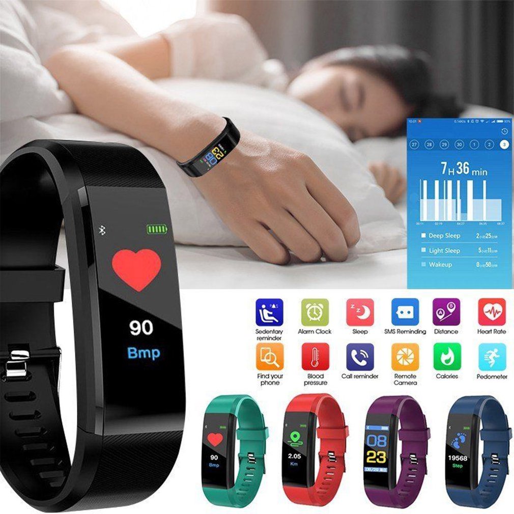 115 PLUS Smart Watch Heart Rate Monitor Blood Pressure Fitness Tracker Smartwatch Sport Watch for ios android + BOX Men Women