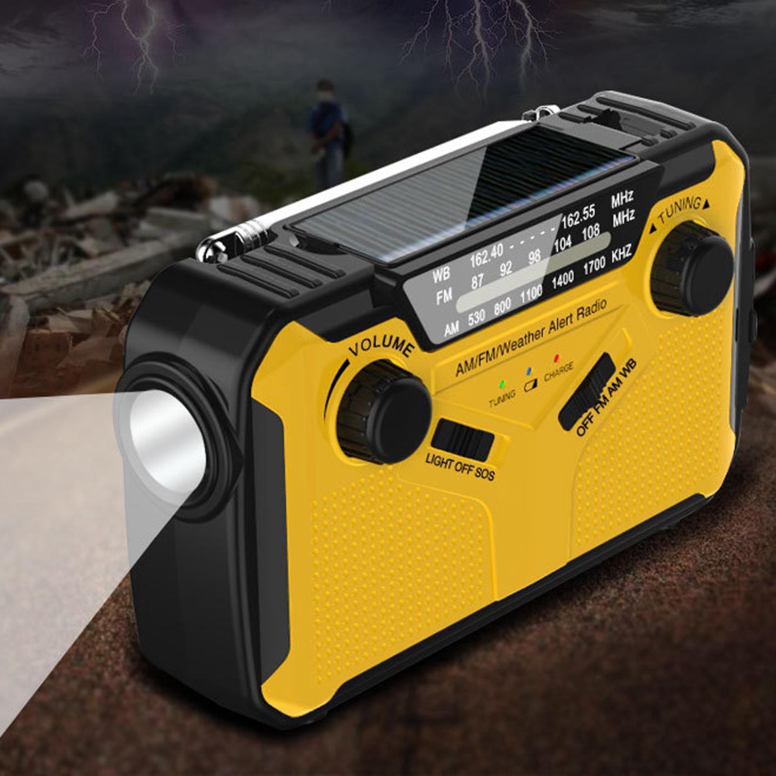 Emergency Radio Noaa Weather Alert 4-Way Powered ,LED Flashlight ,USB Input Interface Reading Lamping Wind up Lightweight