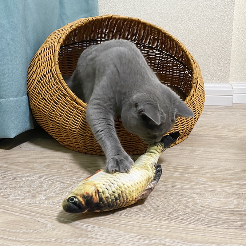 Jouets électroniques pour chats, poisson à l'herbe à chat, contrôle tactile, amusants, rechargeables, anti-stress, pour chats, chatons, chiens, produits pour animaux de compagnie