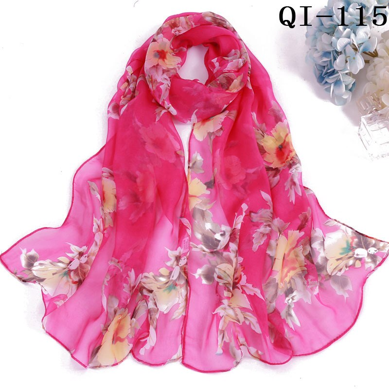 Multiple Colour Lotus leaf Flower Chiffon Georgette Bandana Scarf Women Foulard Long Shawl Summer Hijab 50*160CM