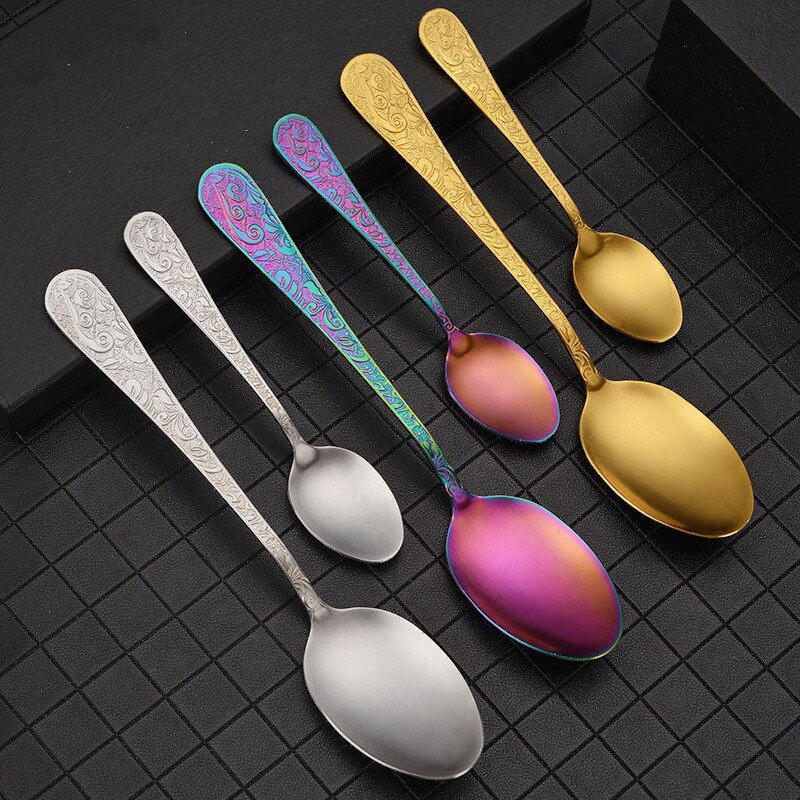 Ensemble de couverts en acier inoxydable de , couteau, fourchette, cuillère, soulagement du Steak, décoration de cuisine à domicile, pour amis