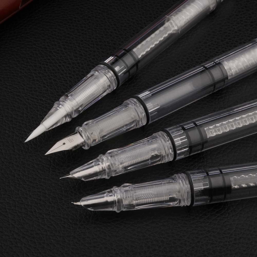 Transparent Fountain Pen Signature Fude Soft Nib Spin Brush Calligraphy Color Ink Pens for Writing