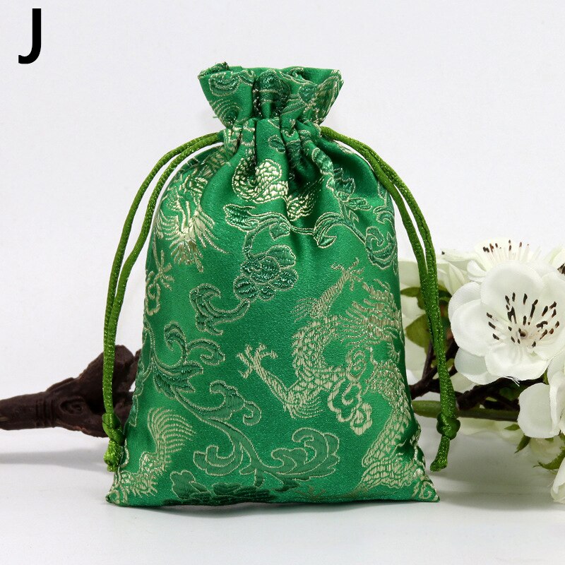 Zijde Sieraden Opbergtas Pouch Tas Kleine Satijnen Portemonnee Chinese Brocade Geborduurde Trekkoord Bag Voor Ring Sieraden: J
