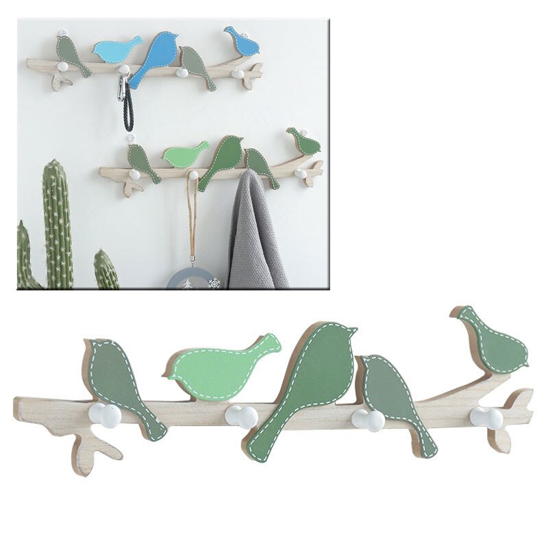 Crochet mural en bois d'oiseau | Patère murale, décor de maison, crochet Rail pour vêtements, cintre chambre salon, décorations murales de porte