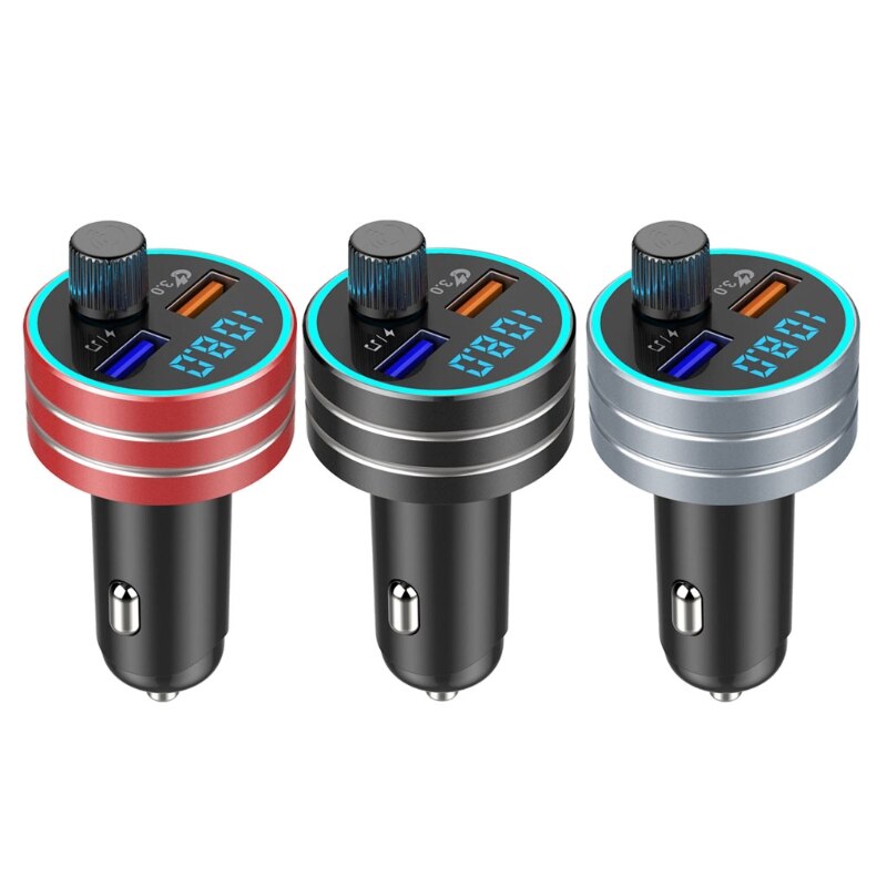 Bluetooth 5.0 auto  mp3 speler handsfree autokit usb autolader snel opladen 3.0 dubbele usb mobiele auto telefoonlader fm-zender