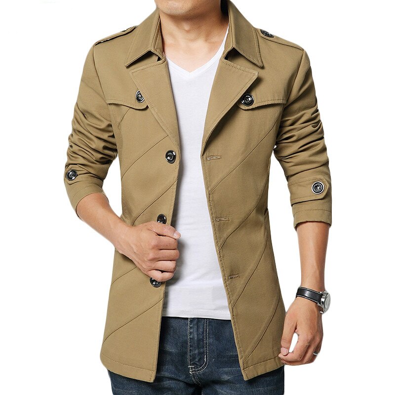 TANG – veste de costume pour homme, Parka en coton, coupe cintrée, Long, Business, ,