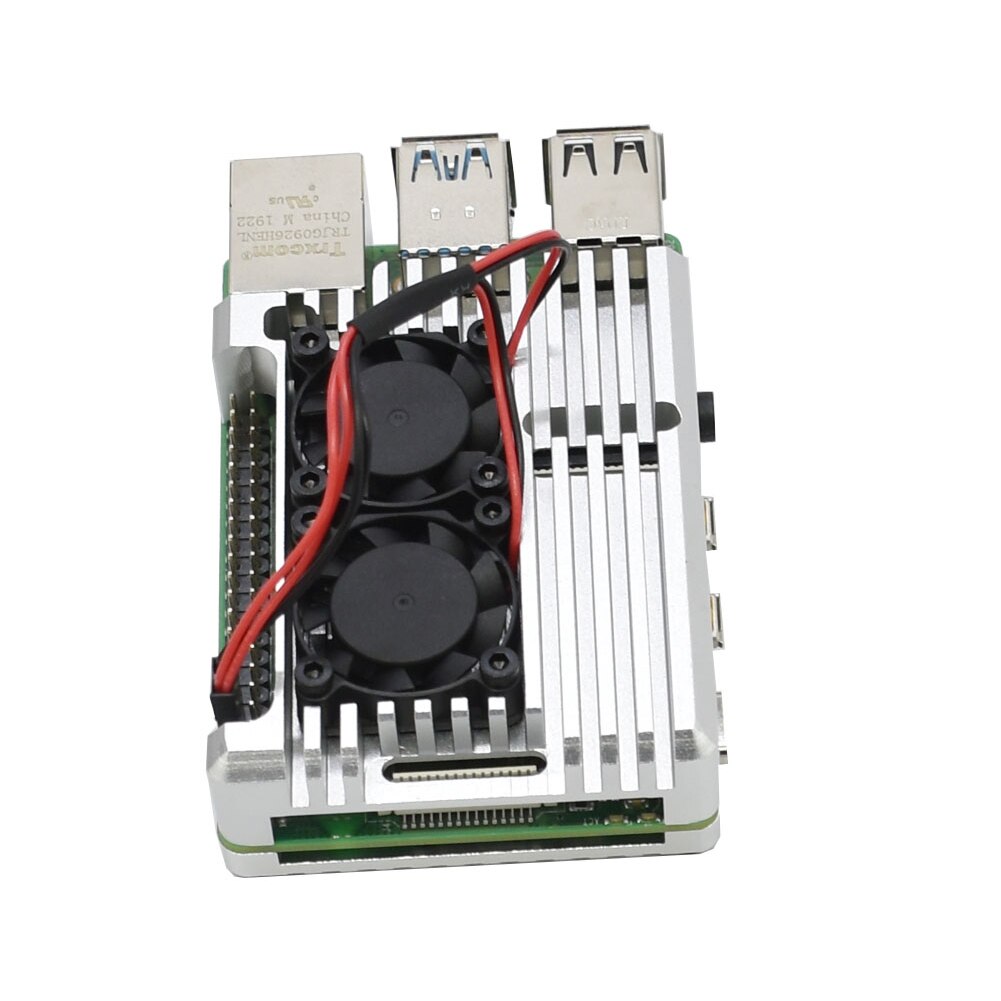 Capa de resfriamento fácil instalar liga de alumínio acessórios gabinete escudo ferramenta durável caso protetor sinal para raspberry pi 4b: Silver With Fan