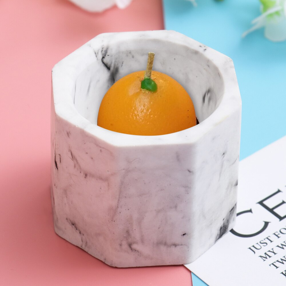 1pc Candle Cup Marbling Pattern Eight Angle Candle Cups Decorative for Home