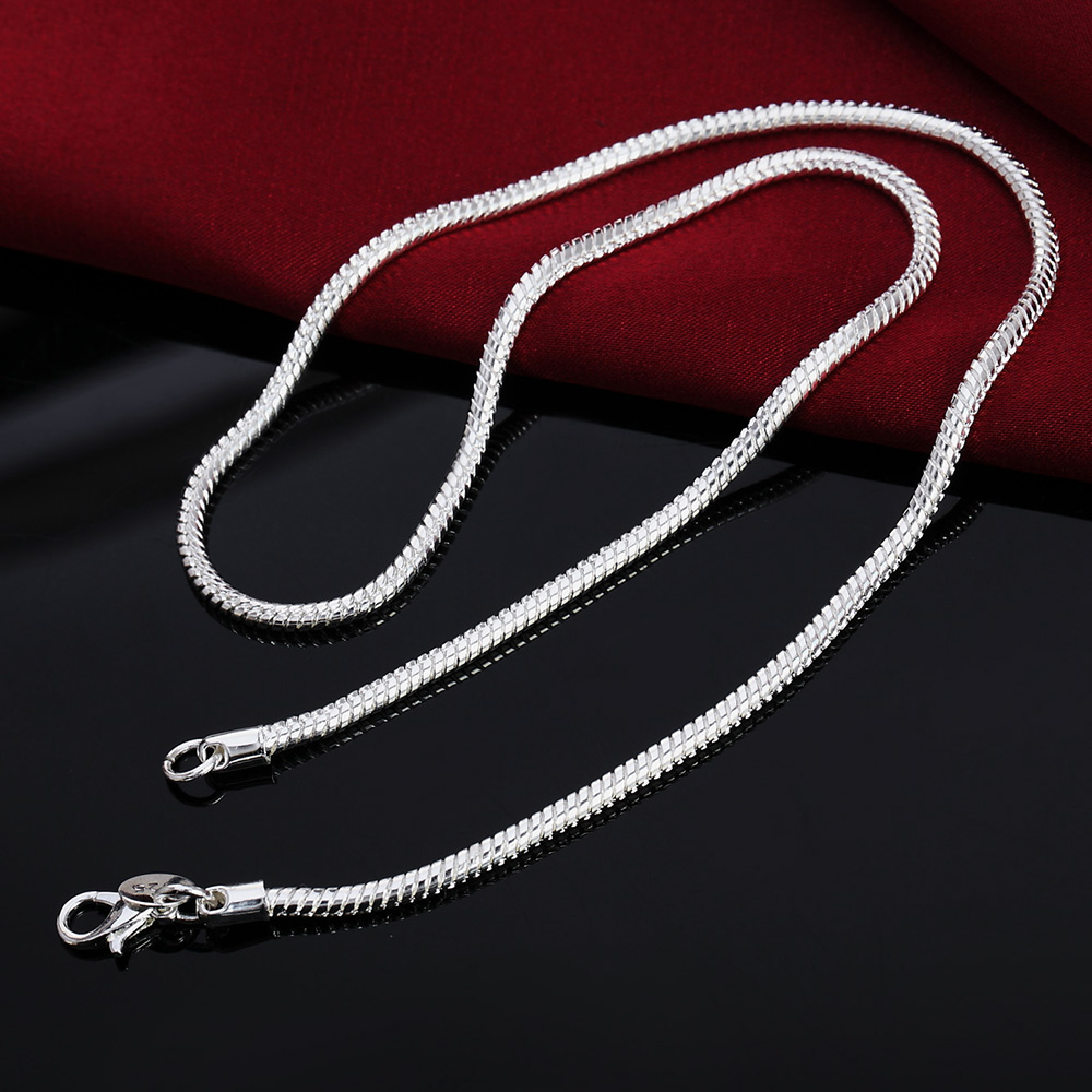 20-60cm Plata de Ley 925 3mm cadena de serpiente collar pulsera para mujer hombre joyería de compromiso de boda dijes lindos