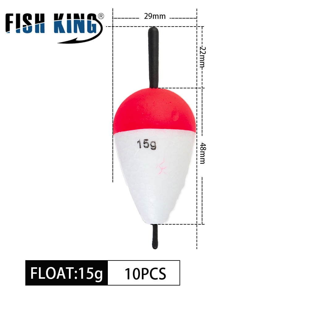 Fish king kalastus float putki 10 kpl/erä 15g vaahtomuovi float boias de esca flotador bobber kalastusvalokeppi kalastusvälineisiin