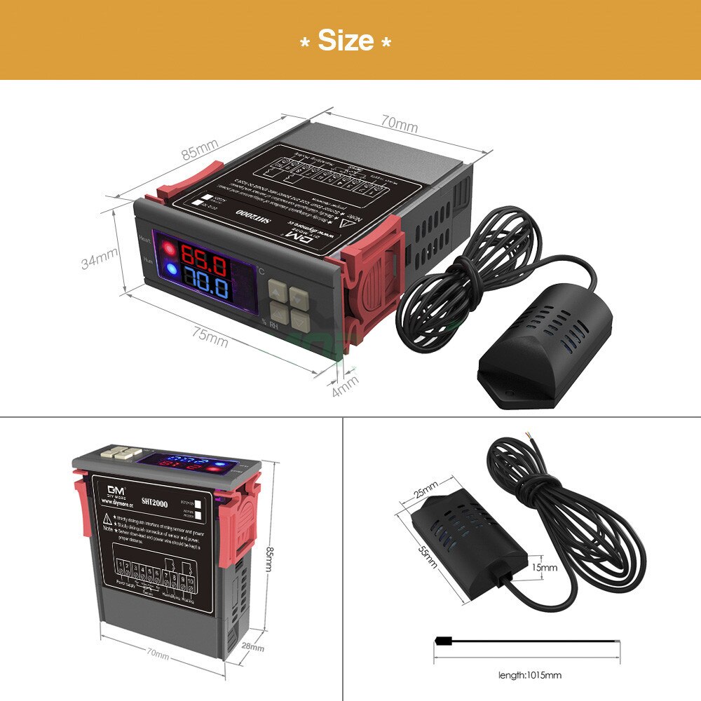 SHT2000 AC110~220V 10A Digital Temperature Humidity Controlle Hygrometer Thermostat Control Sensor Regulator Thermoregulator