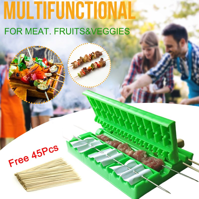 Barbecue Skewers Food Grade PP BBQ Kabob Skewer Maker Tools Easy Barbecue Kebab Maker Meat Skewer Machine BBQ Grill Skewers Tool