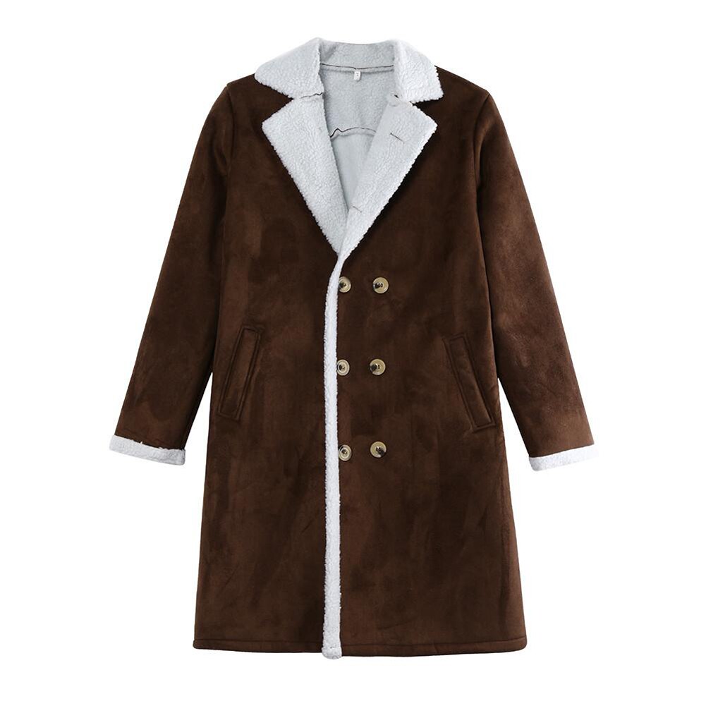 Trench-Coat en fausse fourrure pour homme, veste chaude et épaisse, pardessus Long, vêtements d'extérieur, à boutons, grande taille, hiver