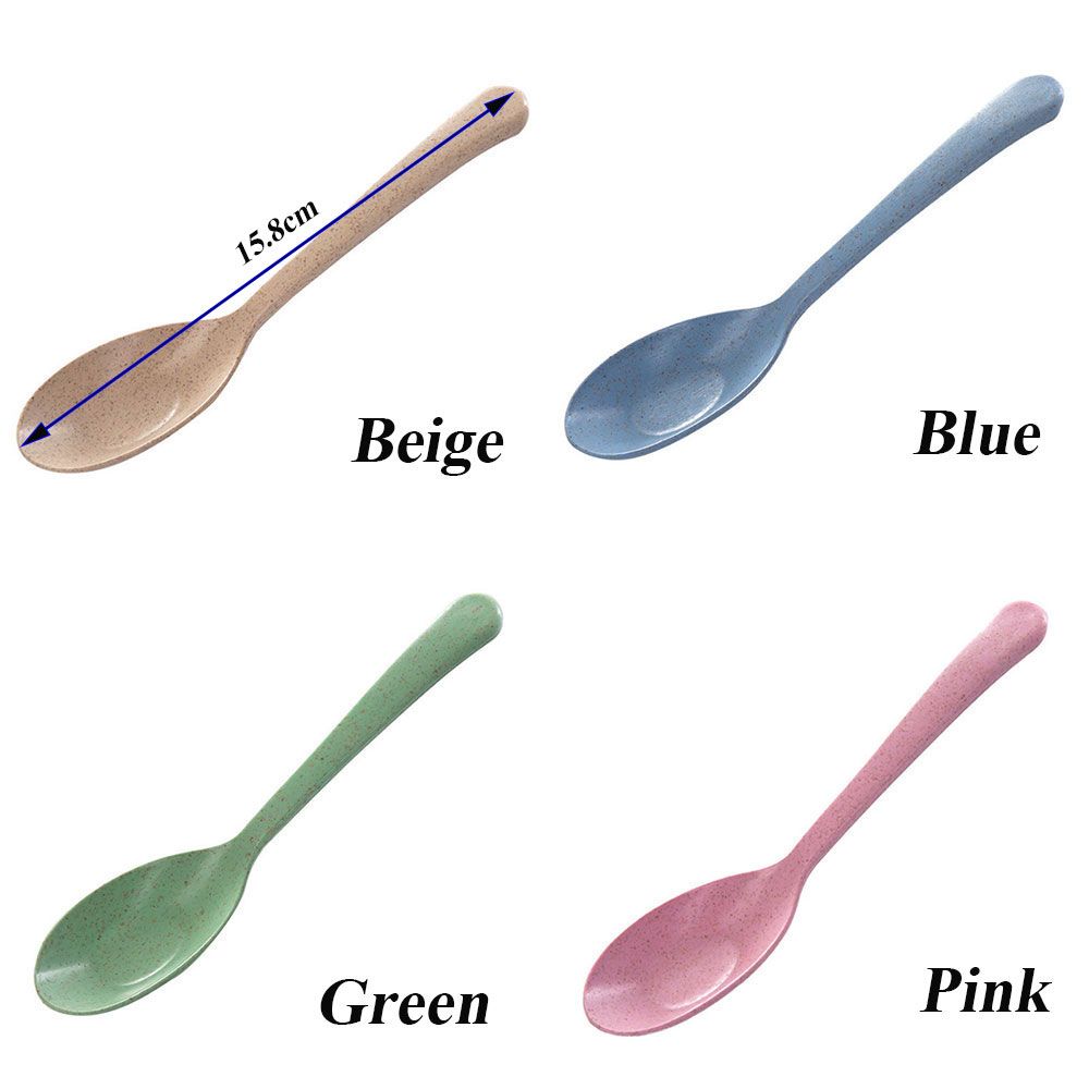 Cuillère à soupe en plastique Portable, paille de blé , à Long manche, vaisselle de table, outils de cuisine pour enfants