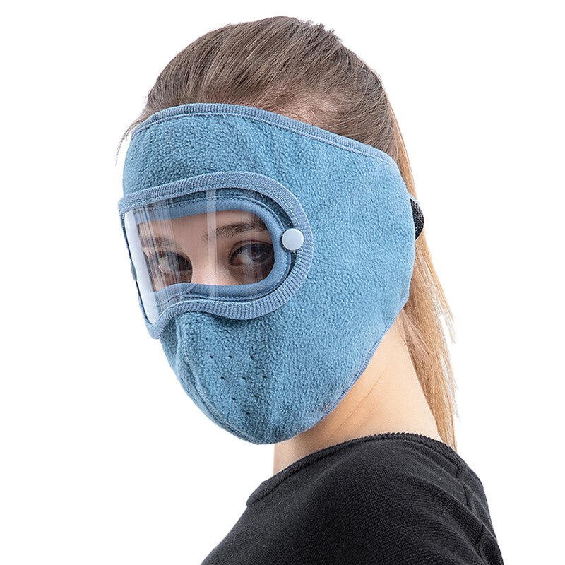 Newest Facial Protection Anti-Fog Dust-Proof Full Face Protection Headgear with Removable Goggles: Blue