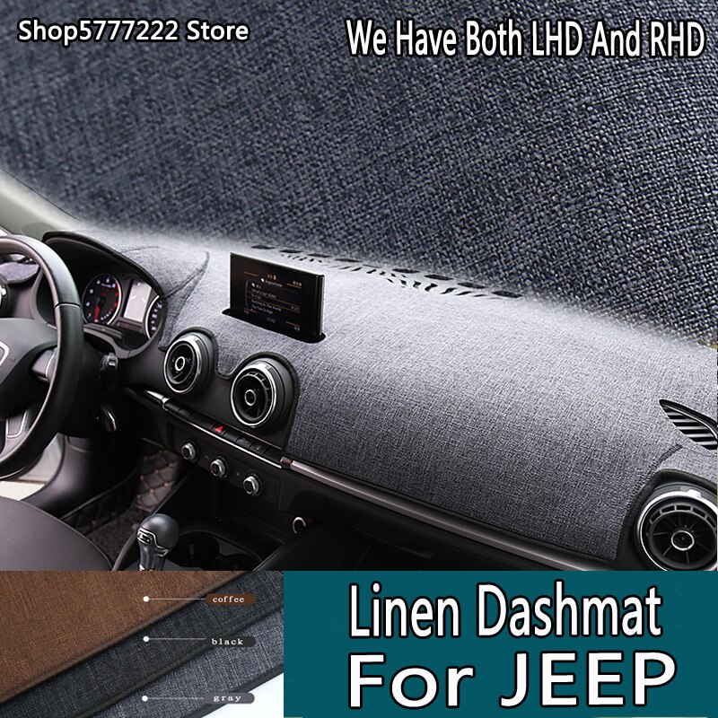 Auto Styling Tapijt Linnen Noslip Dashmat Dashboard Cover Voor Jeep Grand Cherokee Wagoneer Patriot Renegade Commander Compass