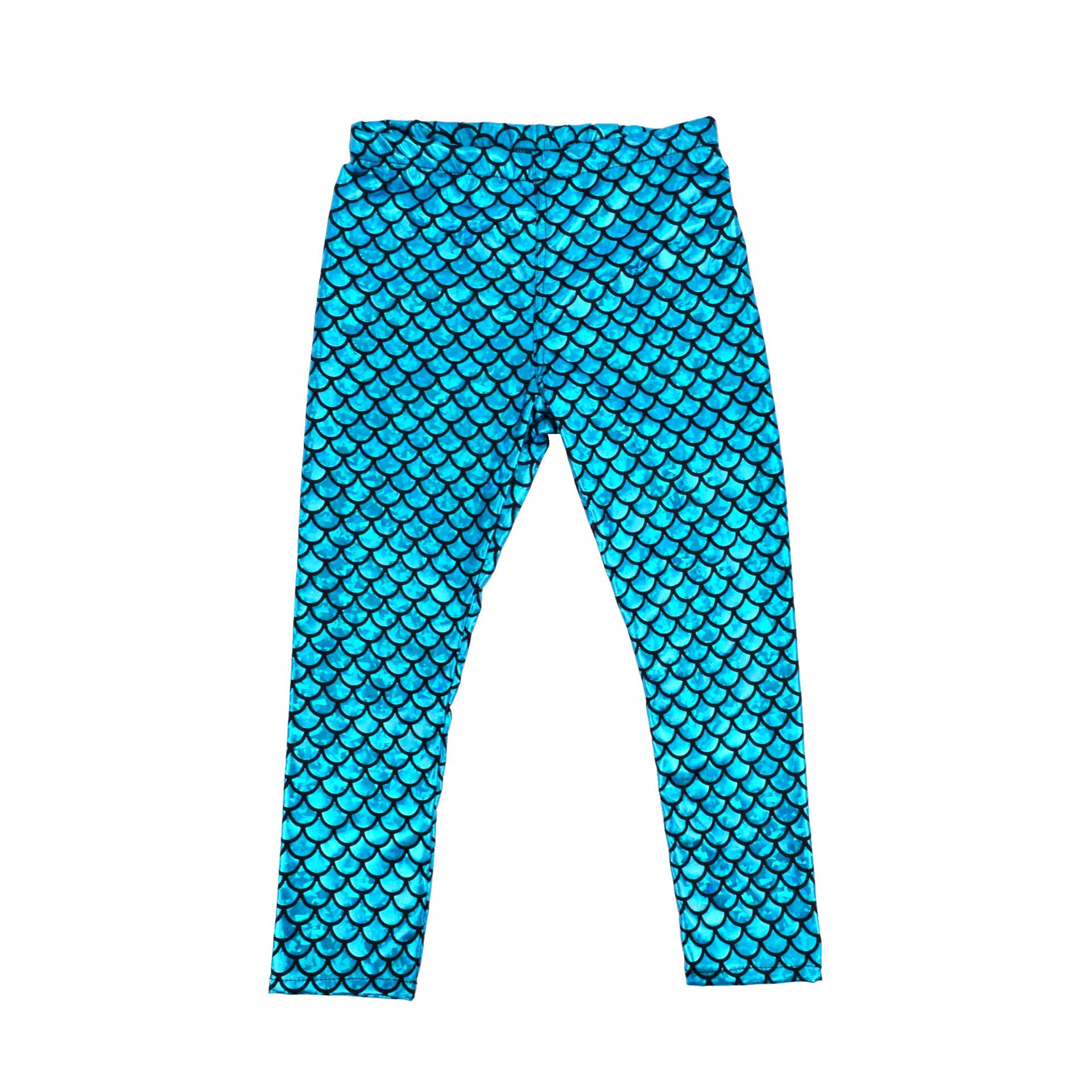 Mallas elásticas suaves para niña, pantalones ajustados de sirena, ropa de verano: Lake Blue / 3 años