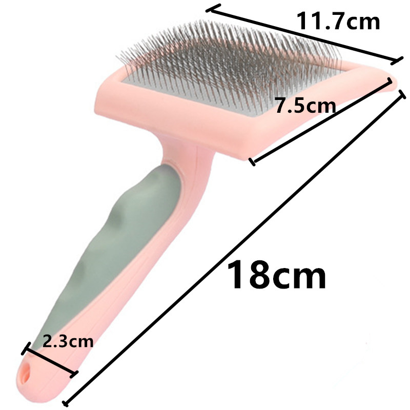 Brosse pour chien en acier inoxydable, peignes de Massage pour chien, brosse de toilettage pour animaux de compagnie, outils de nettoyage, poignée souple, peigne pour chat: Rose