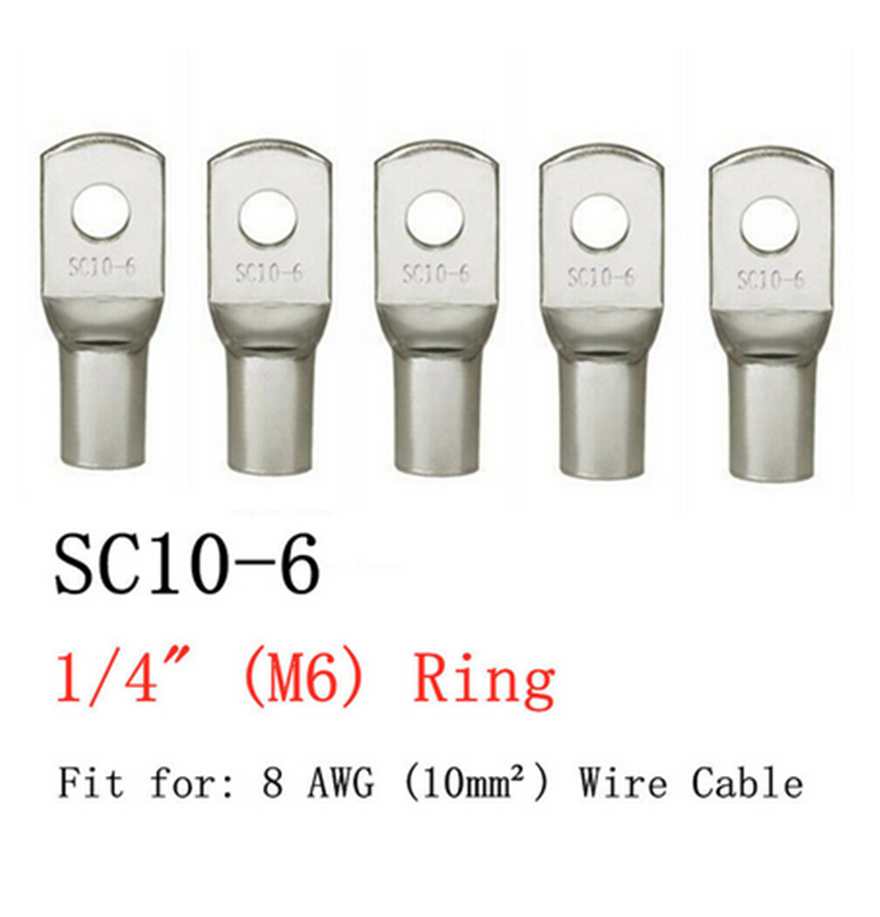 20 Stuks 4-25Mm Assortiment Vertinde Koperen Lugs Ring Crimp Terminals Batterij Draad Laskabel Connectoren Kit: Beige