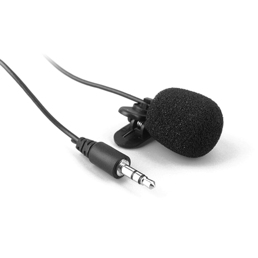 External Clip-on Lapel Lavalier Microphone 3.5mm Jack for Phone Handsfree Wired Condenser Mic for Teaching Speeching Black