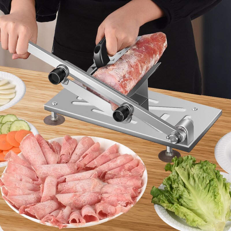 Cutter Slicing Machine Stainless Steel Spring Automatic Meat Nonslip Handle Easily Cut Frozen Meat Thickness Adjustable