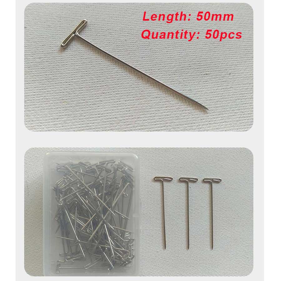 T Pins 2 Inch For Holding Wigs Hair Extender Wig Making Blocking Knitting Modelling And Crafts 50Pcs T-Pins