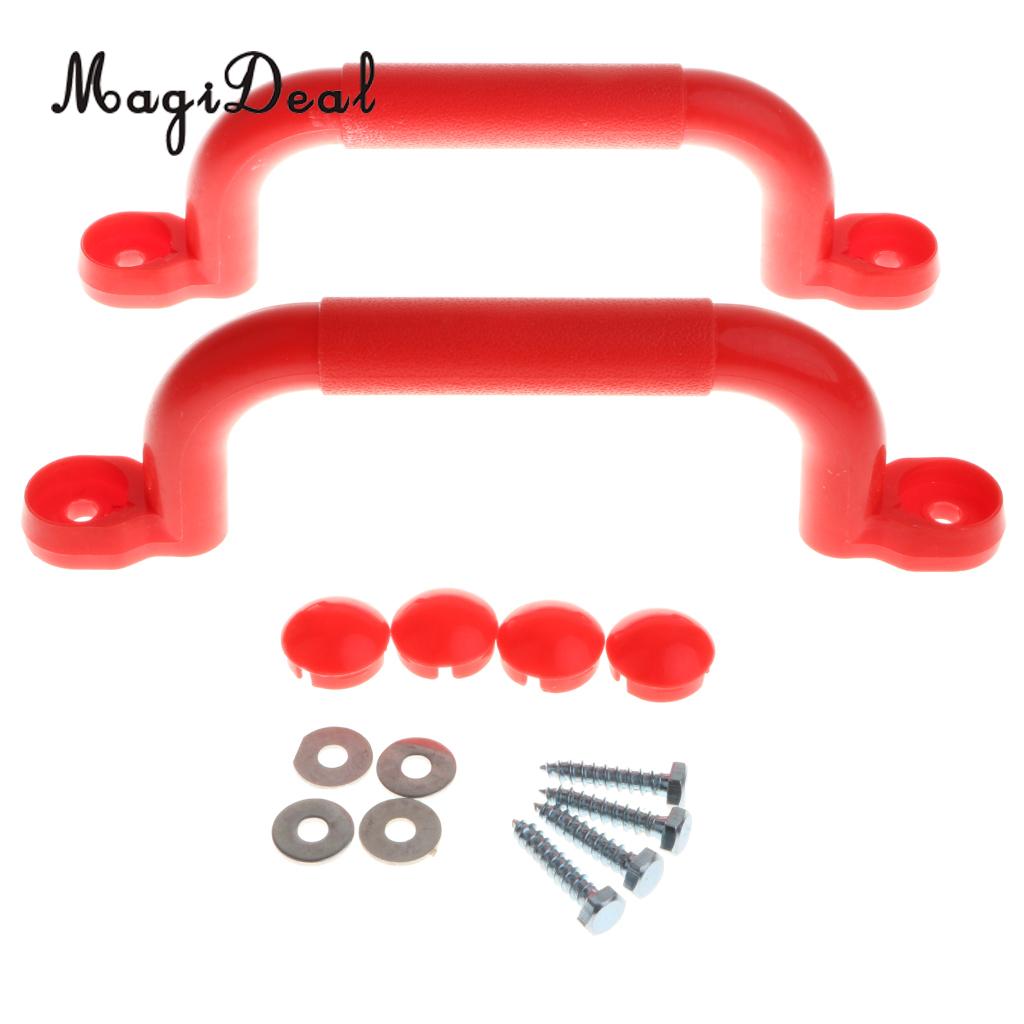 1 paio di giocattoli da esterno per bambini parco giochi per bambini sicurezza antiscivolo maniglia kit di montaggio Hardware telaio da arrampicata altalena accessori giocattolo: Red