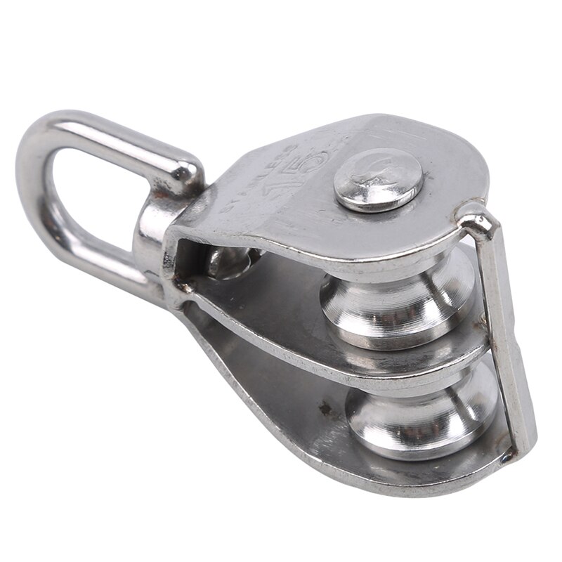 M15/M20 Stainless Steel Pulley Single/Double Wheel Swivel Lifting Rope Pulley Set Bearing Lifting Wheel Tools