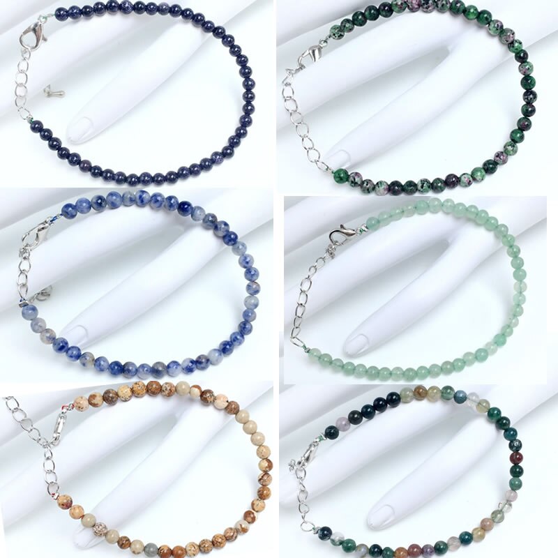 Pulsera de energía de cuentas de Chakra para mujeres y hombres, brazaletes de sodalita blanca turquesa, piedra de ágatas redondas naturales, joyería de Yoga hecha a mano, 4mm