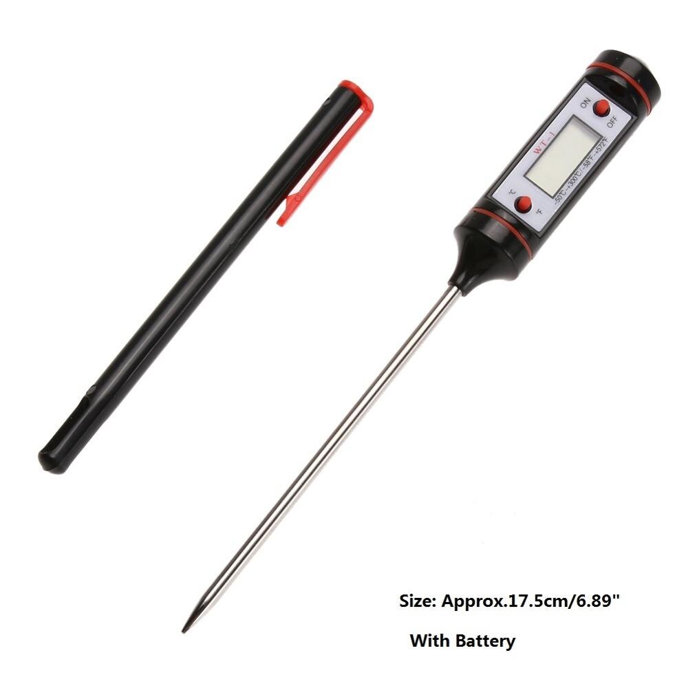 Digital LCD Display Food Thermometer BBQ Thermometer Probe Kitchen Cooking Food Milk Thermometer Kitchen Tools: Black