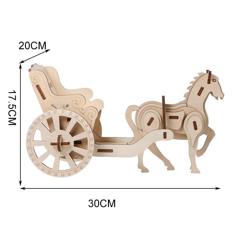 Children's wooden assembly toy carriage Princess car 3D assembly model fun model assembled ornaments children's