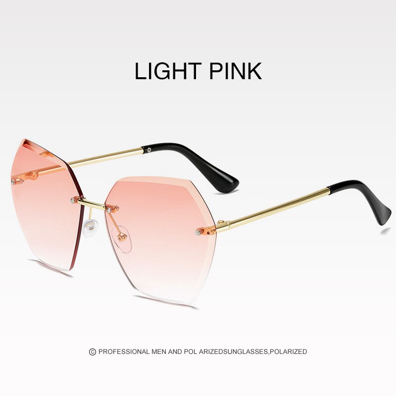 Gafas de sol de sin marco para mujer, gafas poligonales recortadas de de sin montura, Gafas de Metal cuadradas con degradado océano UV400: Color 04