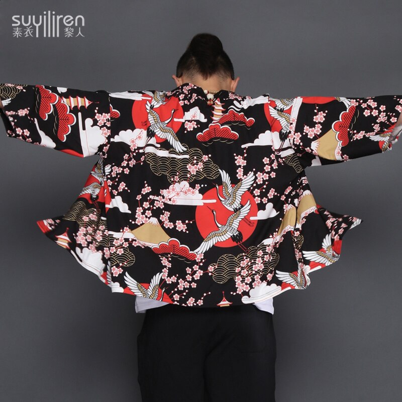 Japanese Robe Kimono Cardigan Men's Summer Jacket Chinese Style Hanfu Tang suit