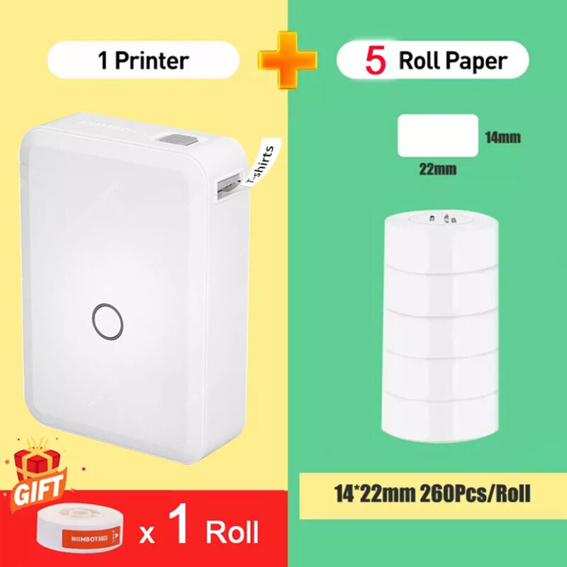 Niimbot D110 Label Printer Cable Label Maker Wireless Printer Tape Included Multiple Templates Available for Phone Office Home: D110 with 5 Labels