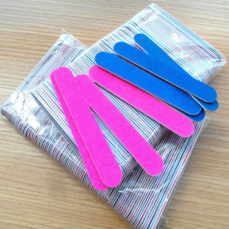 100Pcs Nail Files/Sandpaper Buffers Slim Crescent Grit 180/240 tools disposable cuticle remover callus polish pack