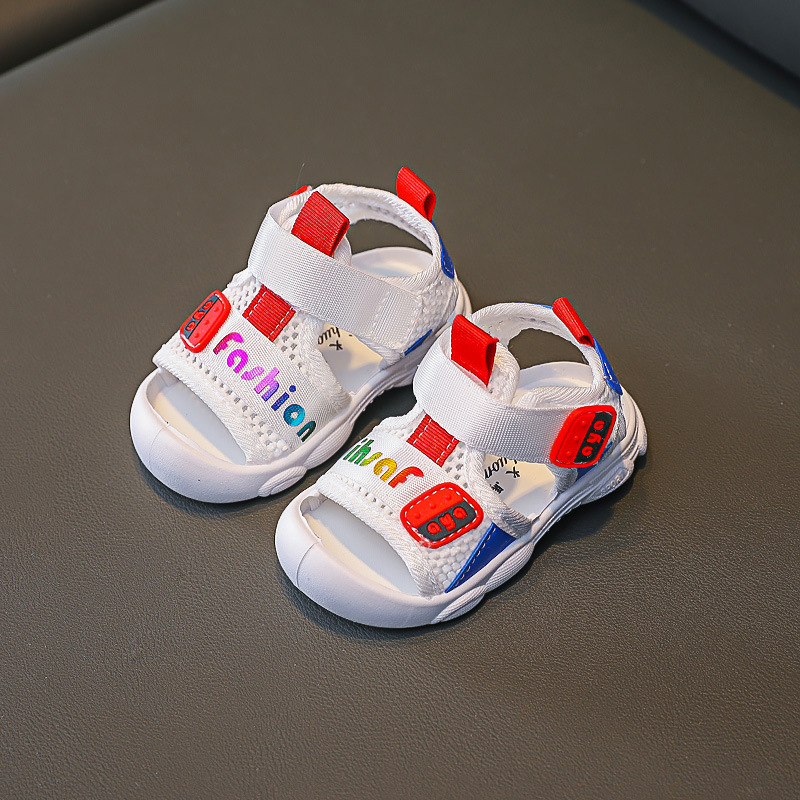 Buty dziecięce dziewczynka buciki sandały dla małych chłopców Liczba Piękne dziecięce miękkie podeszwy sandały letnie buty na plażę anty-kopnięcie STP030: STP030White / CN 16 insole 12cm