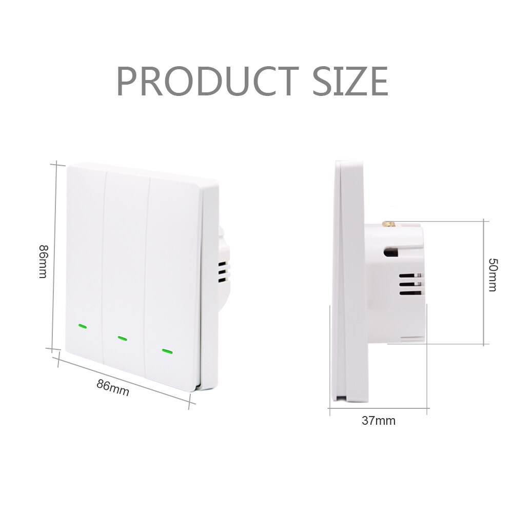 EJLINK 2 Gang Tuya Smart Switch Wifi Remote APP Voice Control works with Alexa, Google Home Intelligent Wall Light Switch