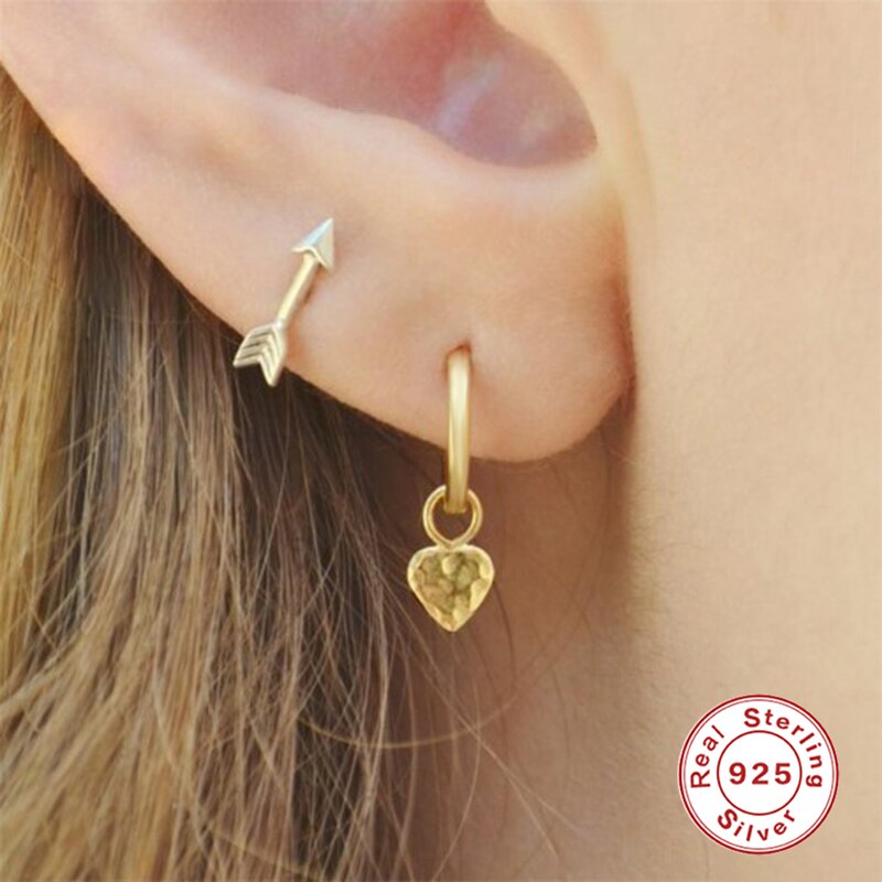 Roxi Hart Hoepel Oorbellen Voor Vrouwen Dangle Hart Clover Geometry Earring 925 Sterling Zilver Huggie Oorbellen Pendientes Plata 925